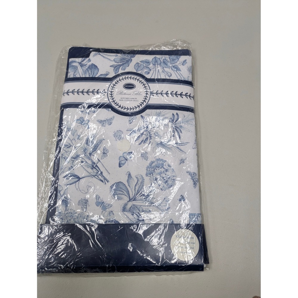 Cottagecore Kitchen Apron Portmeirion Botanic Blue OS Cotton Floral Butterfly